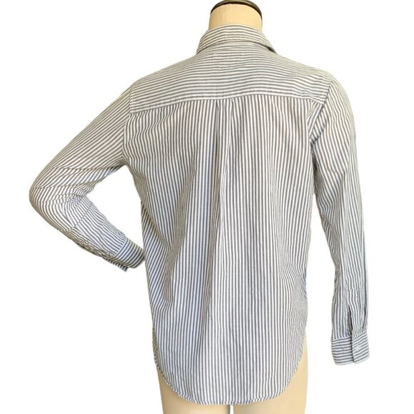 Rails "Taylor Florence Stripe Button Front Studded Pearls" XS Gray White #50L - Picture 6 of 11